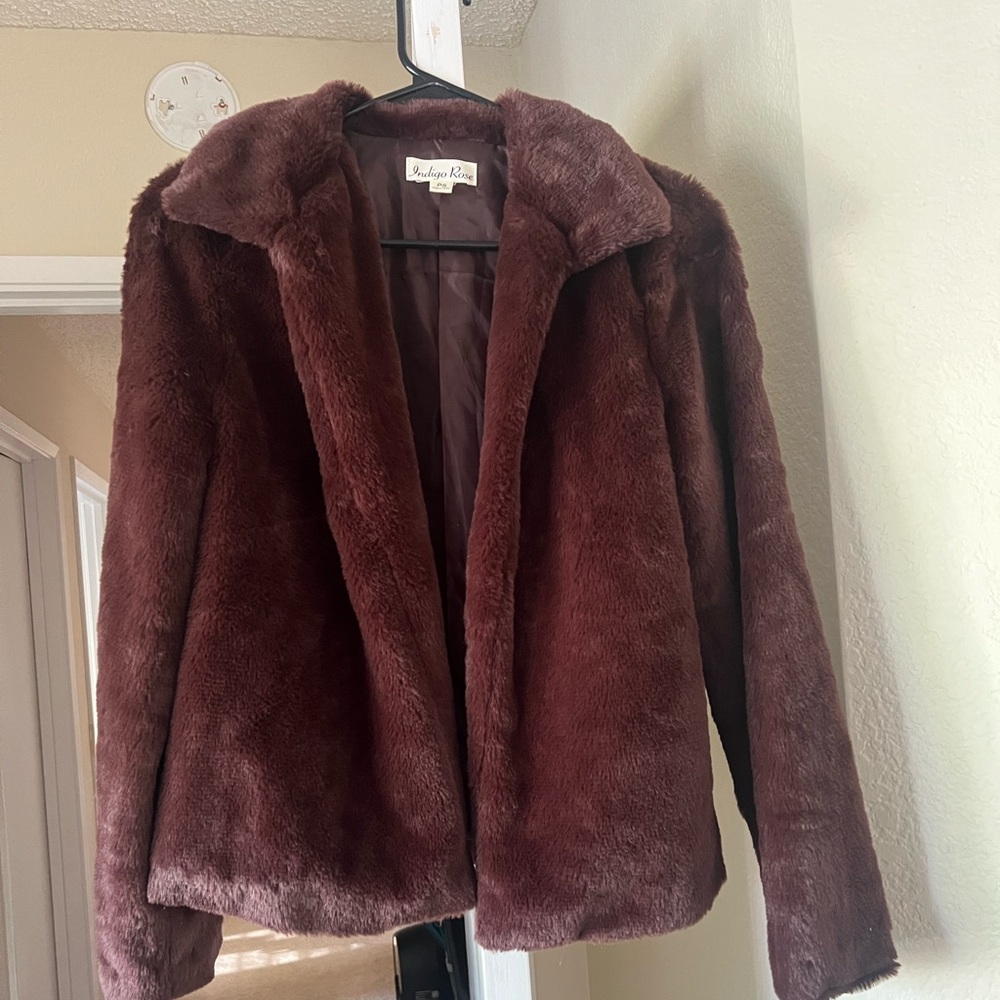 Indigo Rose Faux Fur Coat - Women's Plush Jacket